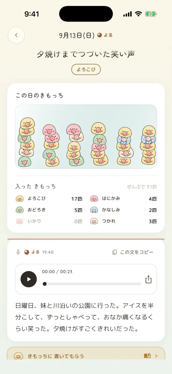 その日をひらいた画面