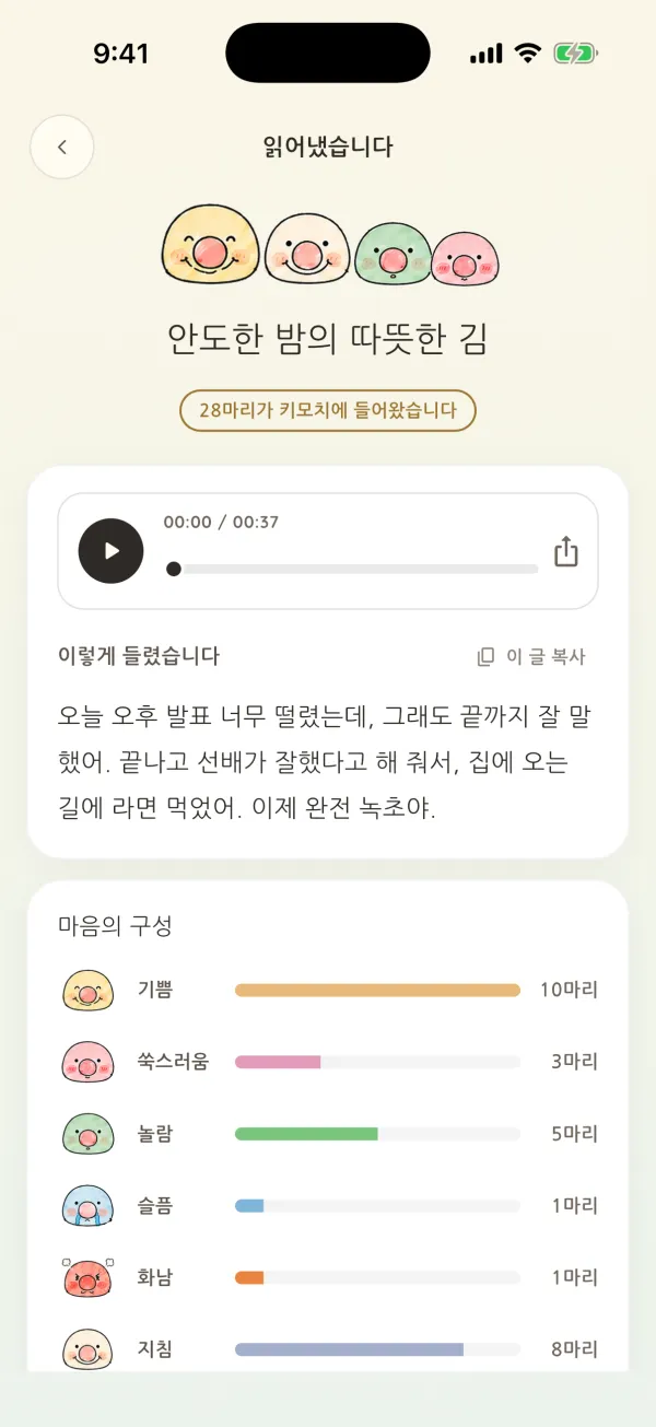 읽어낸 마음 화면